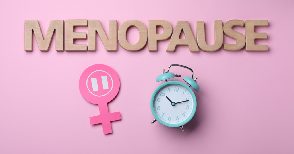 Menopause mit Uhr und Venuszeichen